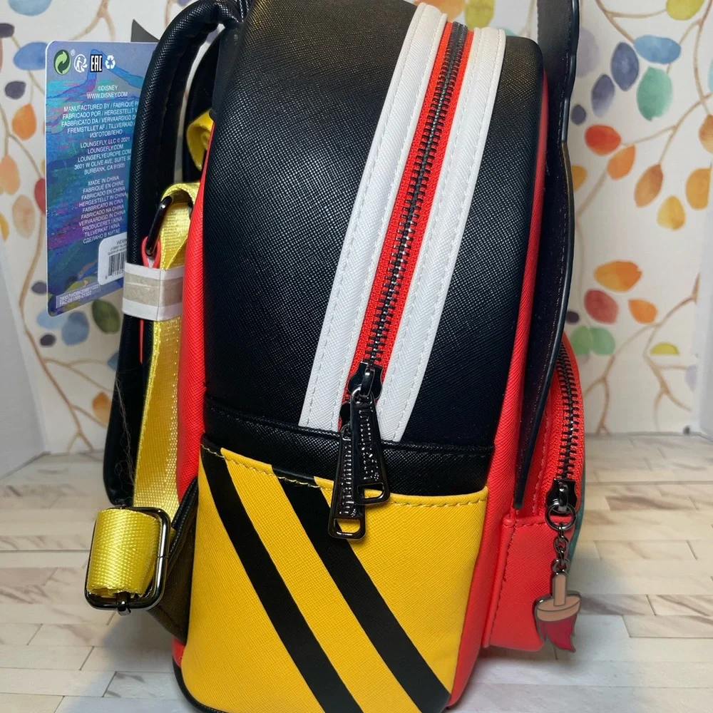 Loungefly Queen of Hearts Character Mini Backpack - Red, Yellow, Black, Green